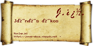 Jónás Ákos névjegykártya
